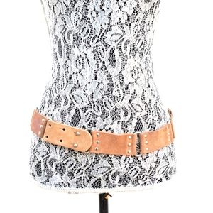 BELT Tan Suede Studded